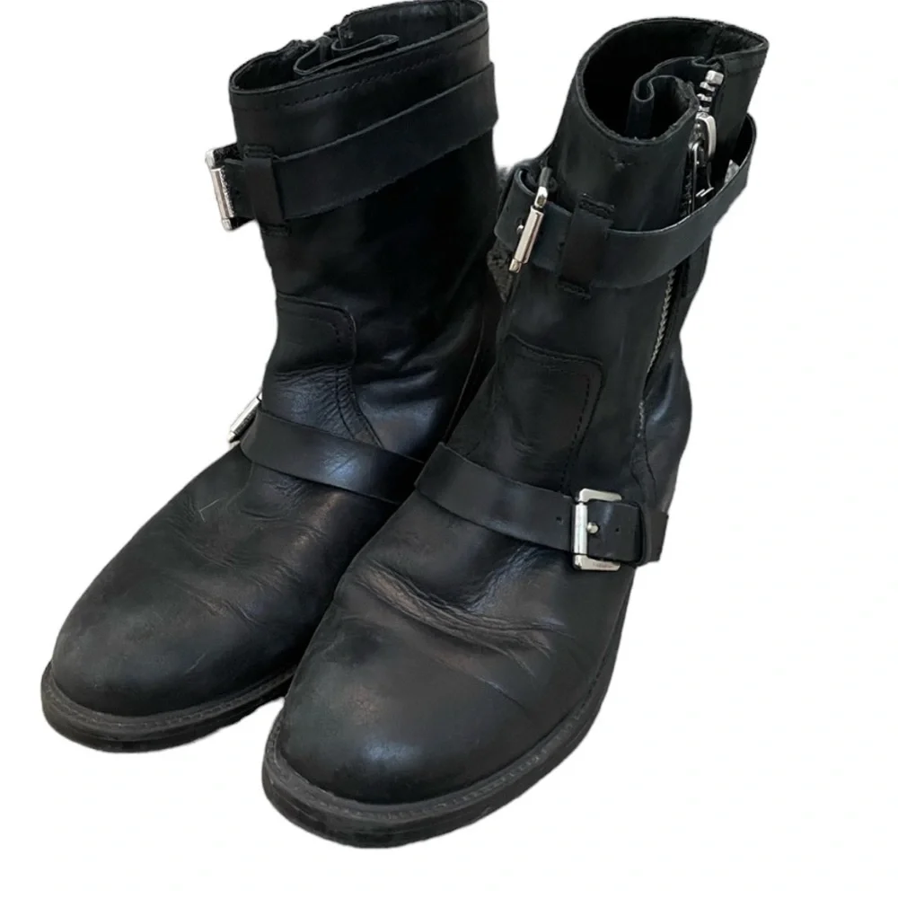 Pour La Victoire Black Leather Moto Boots - Picture 3 of 4